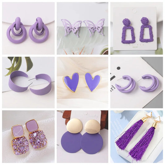 Violet Butterfly Charm Earrings