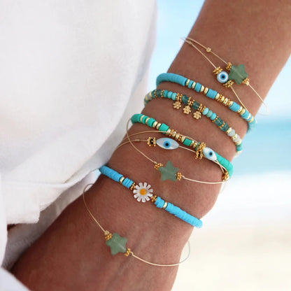 Gold Accent Heishi Bracelets
