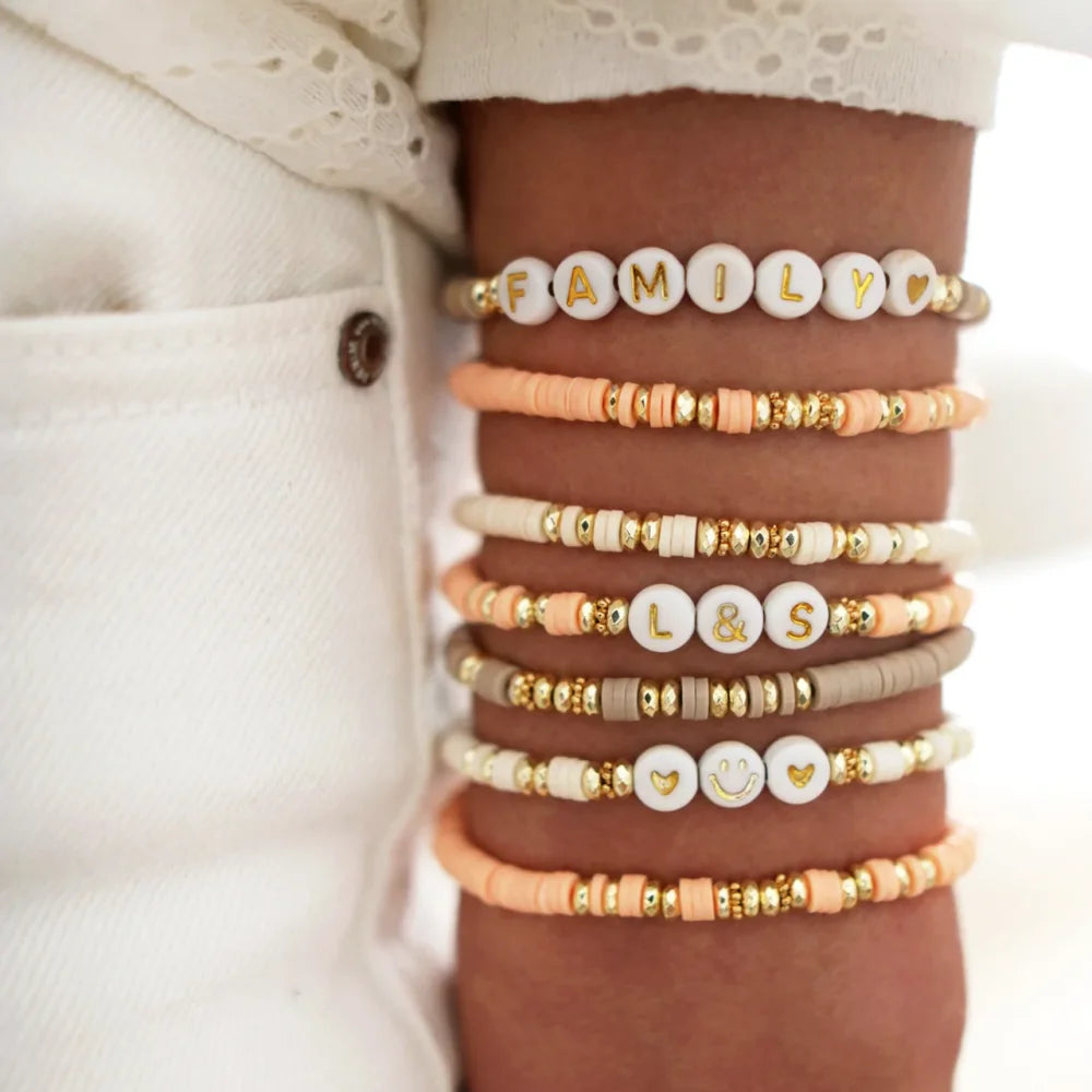 Gold Accent Heishi Bracelets