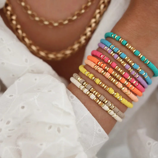 Gold Accent Heishi Bracelets