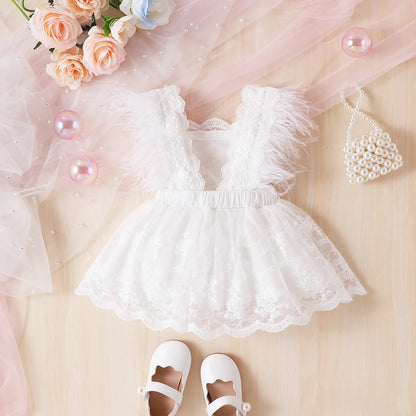 Lace Feather Princess Dress
