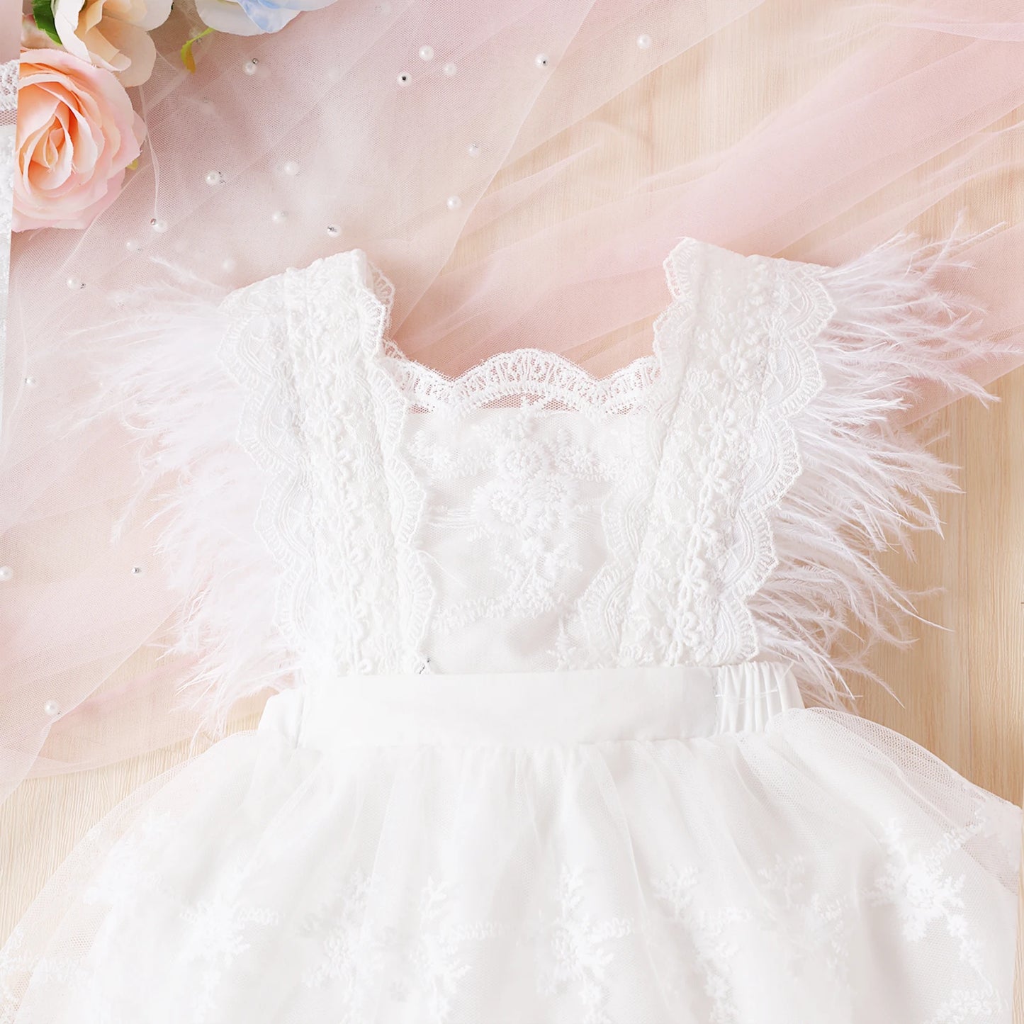 Lace Feather Princess Dress